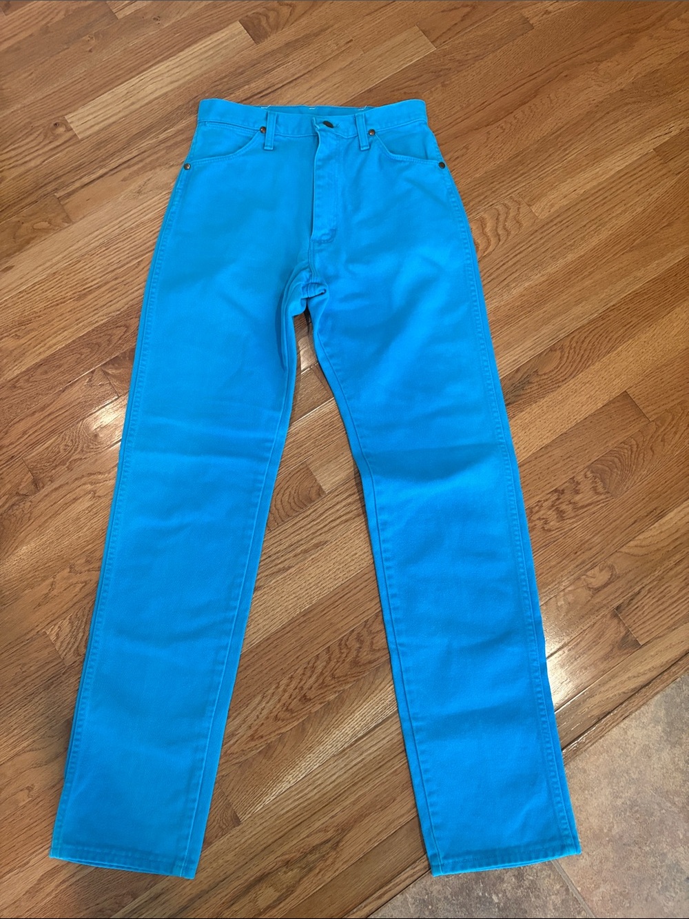 Wrangler Slim Straight Jeans in Turquoise Blue